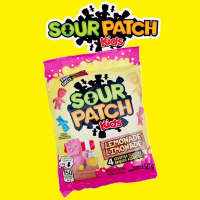Sour Patch Kids Lemonade candy pack featuring assorted sour and sweet lemonade-inspired flavors.