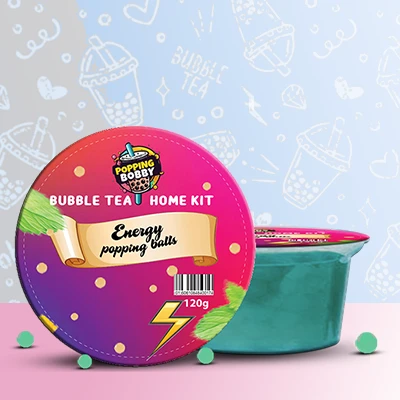 Popping Bobby Bubble Tea Home Kit with Energy Popping Balls for a refreshing and energizing DIY bubble tea experience.