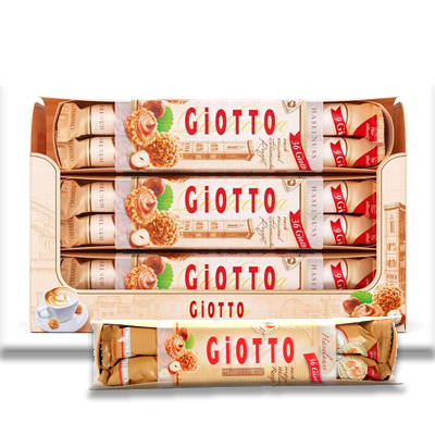 Giotto hazelnut wafer sticks displayed in elegant packaging, perfect for indulgent snacking.