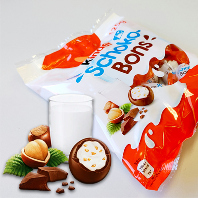 Kinder Schoko Bons, delicious hazelnut-filled chocolate treats, perfectly packaged for snacking pleasure.