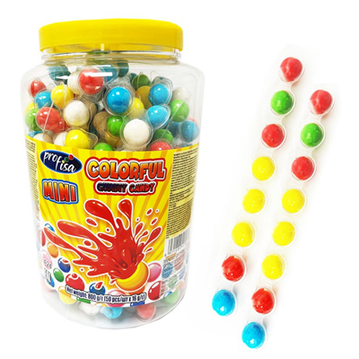 Jar of Profisa Mini Colorful Gummy Candy featuring vibrant, bite-sized treats in assorted colors.