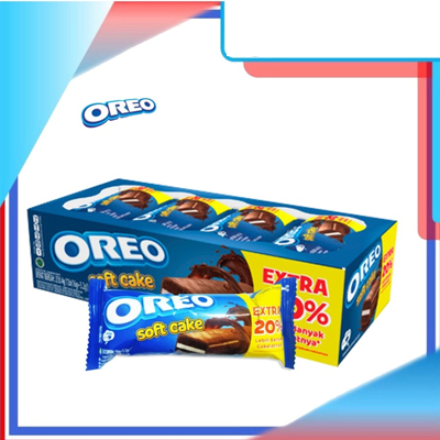 Box of Oreo Soft Cake with individually wrapped chocolate-filled cakes displayed.