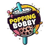 Vibrant logo featuring a bubble tea cup with the text 'Popping Bobby.